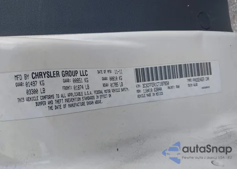 2012 Fiat 500C Lounge z USA, uszkodzony, nr VIN 3C3CFFER1CT187850